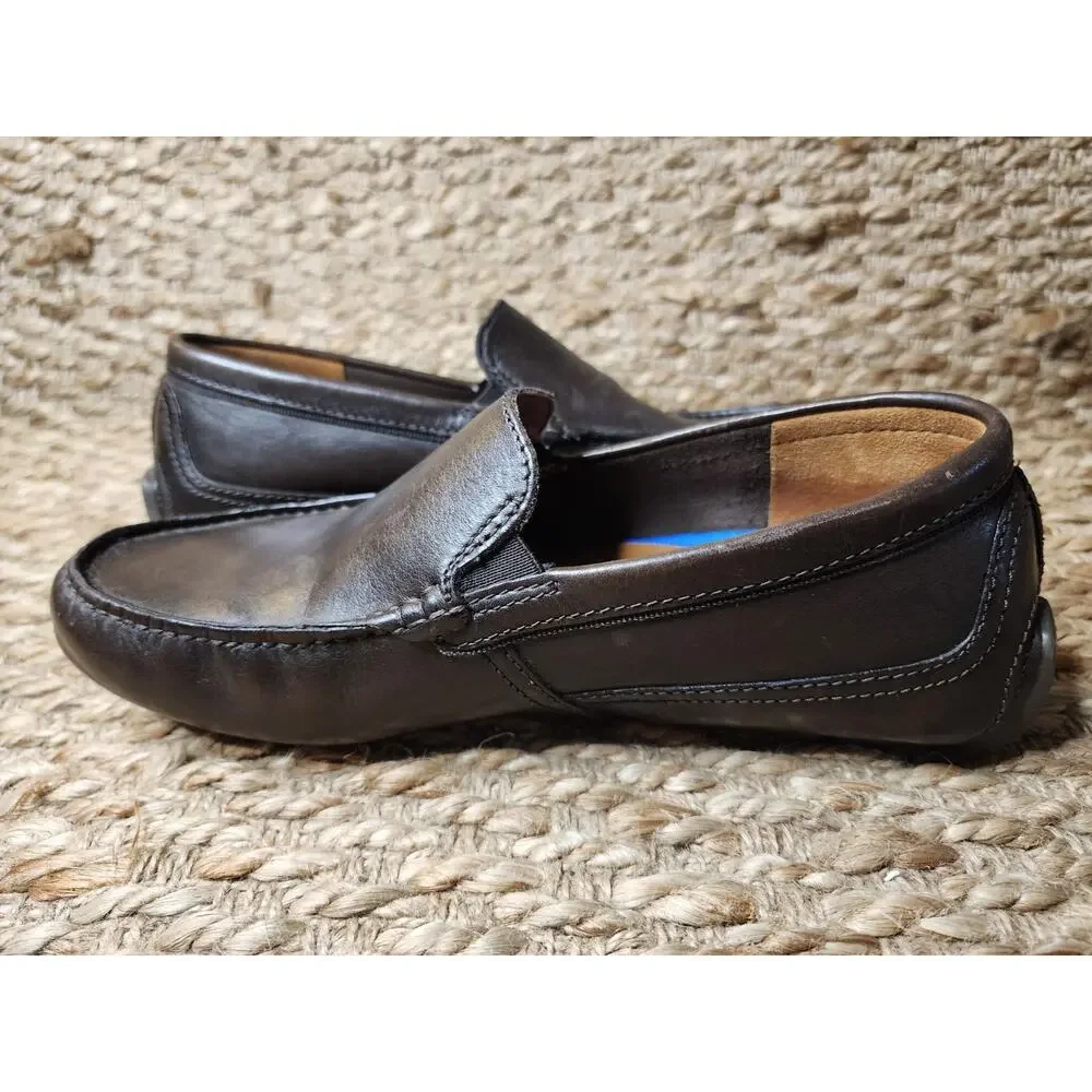 Clarks Driving Loafers Markman Plain in Dark Brown Leather Dress Shoes Size 8